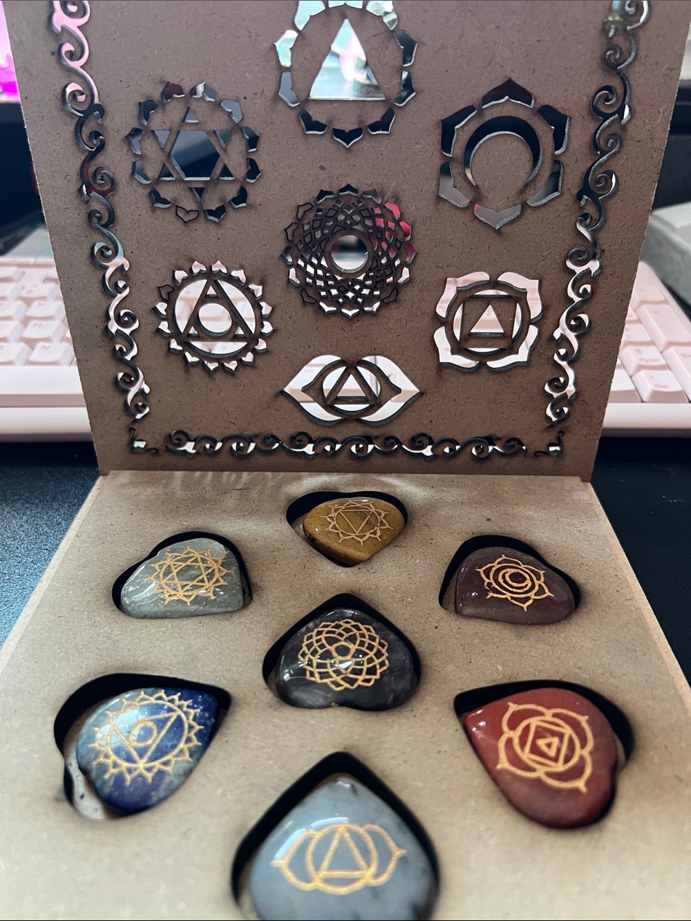 Chakra Engraved Polished Stone Set - Multicolor